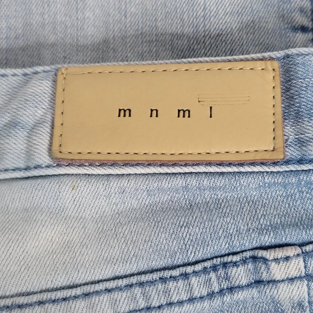 MNML Mens Jeans 40 Ankle Zip‎ Jeans Denim Blue Distressed Button Fly 40x33